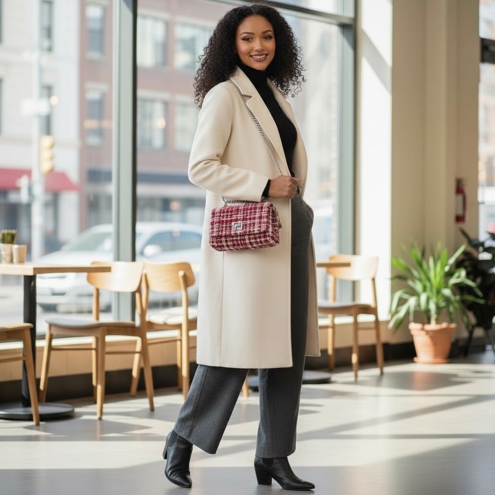 Badgley Mischka Red & White Tweed Crossbody NEW / NWT (Retail: $149) ✨ - Picture 5 of 17